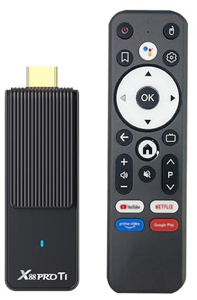 X88 Pro T1 Android 14 TV Stick, RK3518 Quad-Core 4K Streaming Media Player, 2GB RAM 16GB ROM, WiFi 6 Dual-Band 2.4G/5G, Bluetooth 5.4, Voice Remote, HDMI Dongle for Smart TV