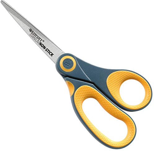 Westcott E-33681 00 Titan Nitrid Non Stick Softgrip Schere, grau/gelb, 25 cm