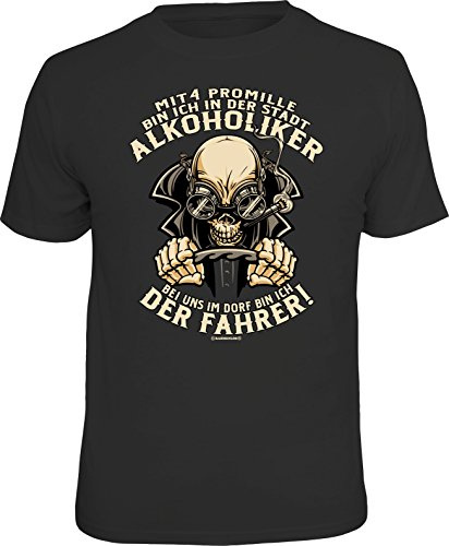 RAHMENLOS Original T-Shirt für den Landbewohner: Mit 4 Promille Bin ich der Fahrer! XXL, Nr.6269