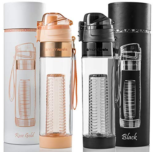 MAMI WATA Fruit Infuser Water Bottle – Unique Stylish Design – Includes Fruit Infused Water recipes eBook & Insulating sleeve – Bottom water Infusion for Enhanced Flavor – Beautiful Gift Box