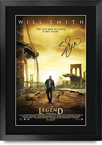 HWC Trading I Am Legend A3 Gerahmte Signiert Gedruckt Autogramme Bild Druck-Fotoanzeige Geschenk Für Will Smith Filmfans