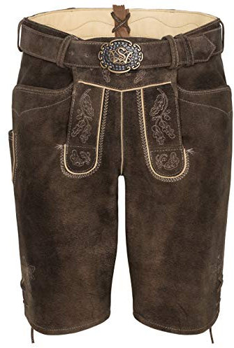 Spieth & Wensky - Herren Trachten Lederhose mit Gürtel, Veit (261302-0648), Größe:54, Farbe:Nutria/ST 134 D Sand (4586)