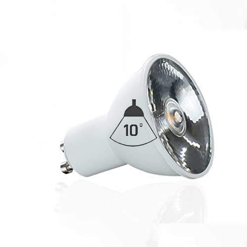 MEC Light GU10 LED Leuchtmittel - 420lm - 6W - Lichtfarbe Kalt Weiß 6000K 10° Abstrahlwinkel Spot/Strahler