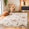 SAFAVIEH Zottelig Teppich für Wohnzimmer, Esszimmer, Schlafzimmer - Moroccan Tassel Shag Collection, Kurzer Flor, Elfenbein und Braun, 201 X 279 cm