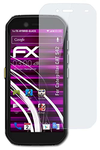 atFoliX Glasfolie kompatibel mit Caterpillar CAT S42 Panzerfolie, 9H Hybrid-Glass FX Schutzpanzer Folie