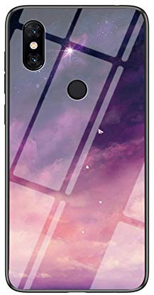 MadBee Funda para Xiaomi Mi Mix 3 [con Protector de Pantalla],9H Cristal Templado [Cielo Estrellado] + Borde de TPU Silicona Suave Fundas Case Cover (Cielo Estrellado Púrpura)