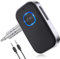 COMSOON Bluetooth 5.0 Receiver for Car, Noise Cancelling Bluetooth AUX Adapter, Bluetooth Music Receiver for Home Stereo/Wired Headphones/Hands-Free Call,16H Battery Life-Black+Silver