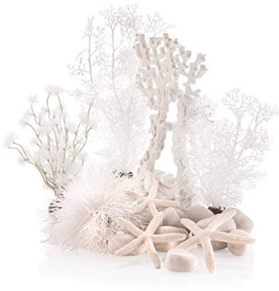 biOrb 78132 Decor Set Winter Dream, weiß - Aquariendekoration, realistische künstliche Wasserpflanzen, Wurzeln und Steine für schönes Aquariendesign, für Süßwasser und Meerwasser