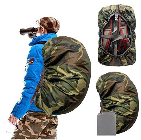 Joy Walker Wasserdichter Rucksack-Regenschutz für (15–90 l), verbesserte rutschfeste Kreuzschnallengurte, dreifach verstärkte Schichten für Wandern, Reisen (Camouflage, XXL (für 70–90 l) Rucksack)
