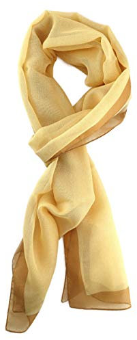TigerTie Damen Chiffon Halstuch in beige ocker mit Bordüre - Größe 160 cm x 36 cm