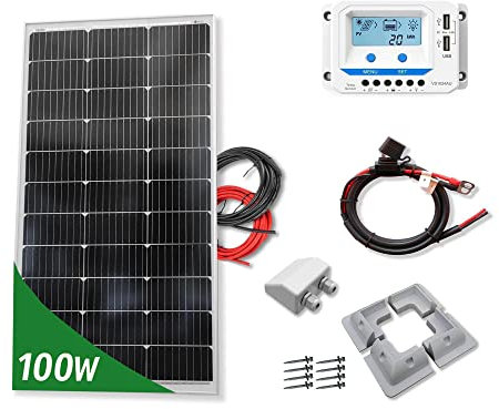 Kit 100W CAMPER 12V panel solar placa monocristalina Tecnología PERC alta eficiencia para caravanas autocaravanas