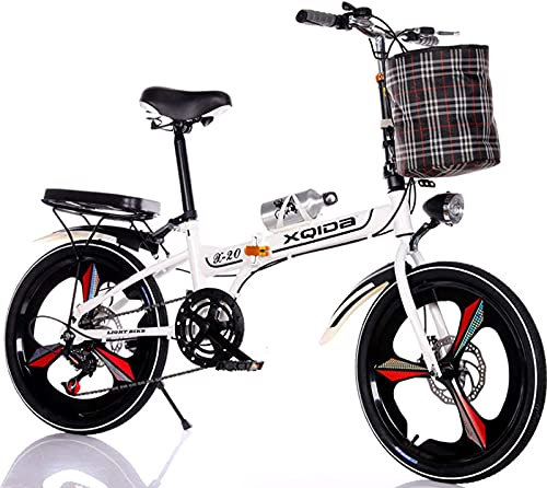 20 Zoll Faltrad, Carbon Stahlrahmen Fahrrad Faltrad Mit Komfort Sattelkorb Und Ständer Gepäckträger C,20 in