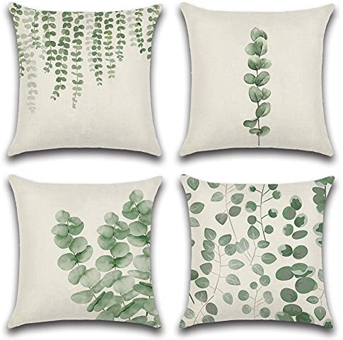 JOTOM wasserdichte Kissenbezüge Dekorativ Wasserfest Kissenhülle Sofa Deko Kissen Kissenbezug für Sofa Zimmer Balkon Terrasse Patio Garten Outdoor Außen (Eukalyptus B)