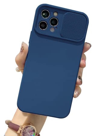 Tybiky Kameraschutz Hülle für iPhone 12 Pro, Ultra Dünn Handyhülle mit Kameraschutz Kamera Schutz mit Schieber, Premium Hybrid PC + TPU rutschfest Stoßfest Kratzfest für iPhone 12 Pro.Saphir