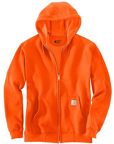 Carhartt Men's K122 Midweight Zip Front Hooded Sweatshirt, Bright Orange, 3XL big Tall