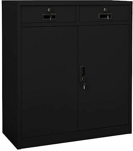 vidaXL Büroschrank Aktenschrank Metallschrank Stahlschrank Lagerschrank Aufbewahrungsschrank Schrank Büromöbel Schwarz 90x40x102cm Stahl