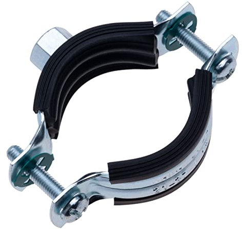 38-46mm Schlauchschelle mit schwarzer Gummibeschichtung, zweiteilige Halterung mit Wandbefestigung M8, Klempner Rohrhalter, Dieser Spaltring Aufhängering (2 Stück)