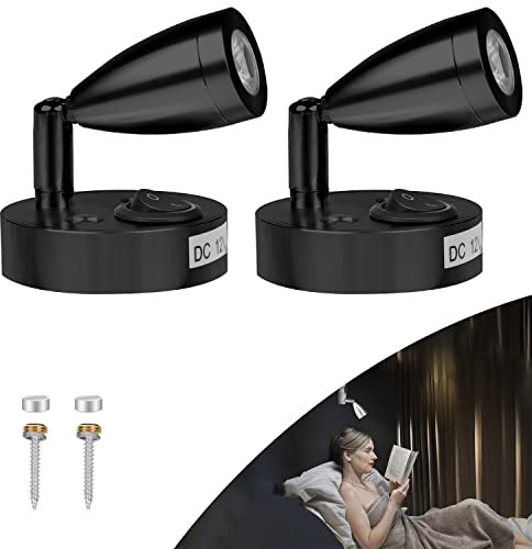 CPROSP 12v LED Spot Leselampe Interior Led Licht Einstellbarer Schalter,Natürweiß, 220lm, 60 * 96mm,Schwarz, 3000-3500K
