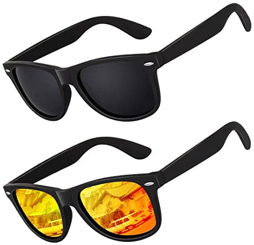 LINVO Sonnenbrille Herren Damen Polarisiert Retro Stil Rechteckig Vintage Klassisch Unisex UV400 Cat 3 CE