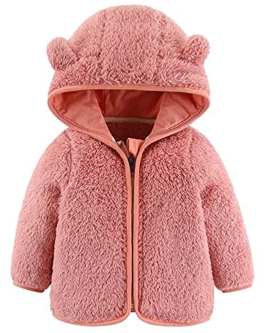 Gajaous Giacca con Cappuccio in Fleece per Bambini e Bambine con Orecchie, Calda Giacca Cartoon Orso con Zip, Cappotto per Neonati 0-24 Mesi