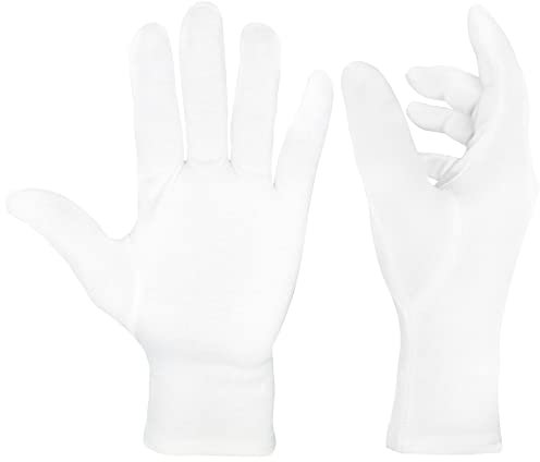 EXBRIECO Handschuhe aus 100% Baumwolle, 2, 6 oder 12 Paar, feuchtigkeitsspendend, weich, Stoffhandschuhe, bequem, Handpflege, Schutz vor trockener Haut oder Ekzemen, Schmuck, Kellner, Kostüm.