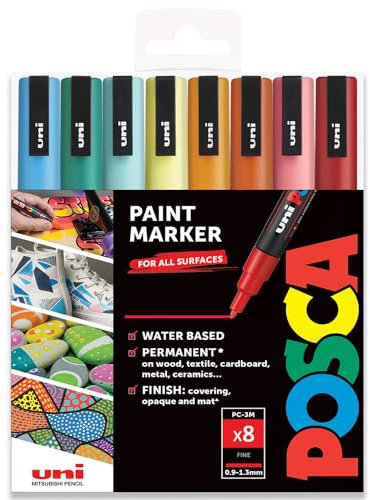 Posca – PC-3M – Farbmarker-Kunststifte – 0,9–1,3 mm – 8er-Set in Geschenkbox (Summer Tones)