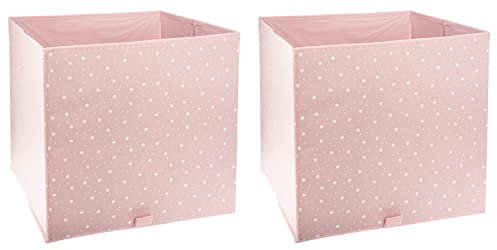 H HANSEL HOME Cajas Almacenaje Infantil, Caja de Almacenamiento, Plegable Cuadrados Cestas de Almacenamiento,Caja de Tela, Cesta De Ordenación Infantil -2 Unidades, Rosa Estrella