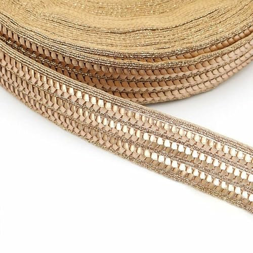 Roségold, dreifache Metall-Bordüre, Bordüre, indischer ethnischer Rand, 1 m, Rotgold/Kupfer X287