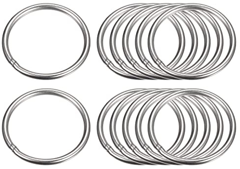 sourcing map Edelstahl-O-Ringe, 12 Stück, 50 mm Außendurchmesser. 4 mm Dicke, Mehrzweck-O-Ringe aus Metall, geschweißt, runde Ringe für Hardware, Gepäckzubehör