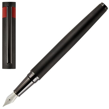 Hugo Boss Loop Diamond Füllfederhalter aus Messing in der Farbe Schwarz, Länge: 14,7cm, Federstärke: M, HSW3672A