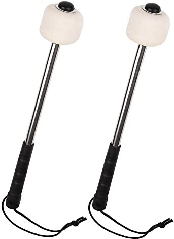 AOVNA 2 Pieces Bass Drum Mallet Wool Felt Drum Stick with Metal Handle Percussion Instrument Accessory for Bass Drum
