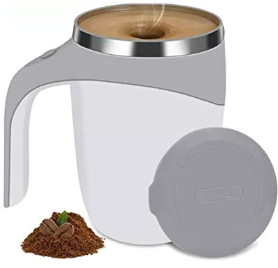 Self Stirring Mug, Automatic Magnetic Stirring Coffee Mug Rotating Home Office Travel Mixing Cup Funny Electric Stainless Steel Self Mixing Coffee Tumbler Suitable for Coffee Milk, 380ml(White)