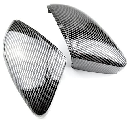 Auto Spiegelkappen 2 STÜCKE Für VW Für Polo 6R 6C Seitentür Außenspiegel Abdeckung Ersetzen Kappen (Kohlefaser) Fit 2010 2011 2012 2013 2014 2016 2017 Rückspiegelkappe