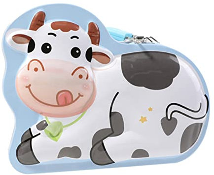 NUSITOU Süßes Milchkuh Sparschwein Aus Blech Geldbox mit Zähler für Kinder Perfekte Trinkgeld und Sparbox Ideal Zur Geburtstagsfeier für Jungen und Mädchen