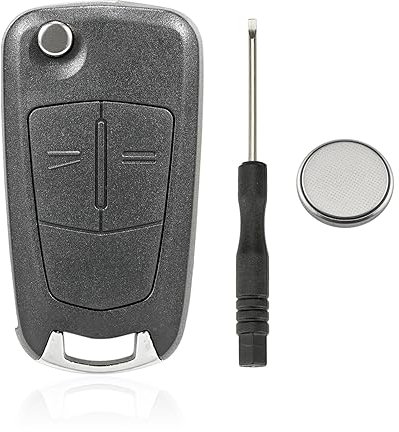 2 Tasten Fernbedienung Klapp Schlüsselgehäuse Kompatibel für Opel Corsa D Astra Vectra Zafira Astra H Signum Omega Tigra (Mit Batterie)