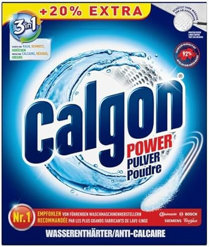 Calgon 3in1 Power Pulver – Wasserenthärter gegen Kalkablagerungen und Schmutz in der Waschmaschine – Beugt unangenehmen Gerüchen vor - 2 x 2,178 kg (+20% Extra)