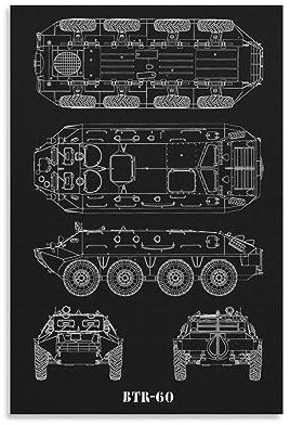 BTR 60 Panzer-Zeichnungen Minimalismus Blaupausen Wohnkultur Poster Wandkunst Hängende Bild Druck Dekorative Malerei Poster