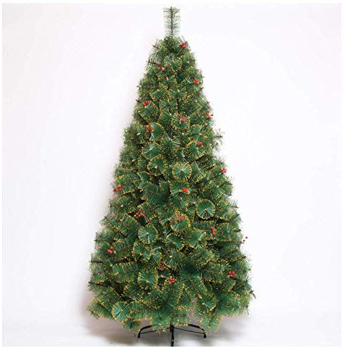 Schlanker künstlicher Weihnachtsbaum, PVC-Premium-Weihnachtsbaum mit Scharnier, unbeleuchtet, mit roten Beeren, gemischten Kiefernnadeln, Metallständer, einfache Montage ohne (Weihnachtsbaumgeschenke)