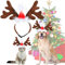 Weihnachten Haustier Stirnband Funmo Hund Rentier Geweih Stirnband,Haustier Kopfschmuck Haarreif,Katze Rentier Geweih Weihnachtskostüm,Elch Kopfbedeckung,Weihnachts Geschenk Kostüm Outfit für Hunde