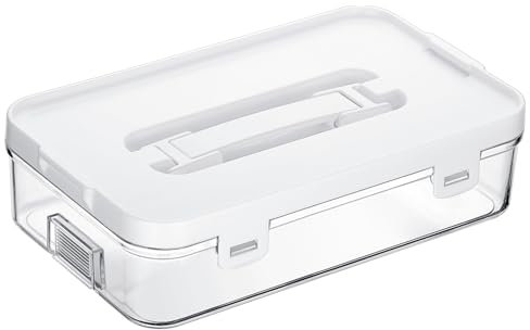 TOLIDA Tragbare Aufbewahrungsbox mit Deckel, Stapelbare Aufbewahrungskäste aus Kunststoff Sortierboxen für Buntstifte, Bleistifte, Kugelschreiber, Blöcke, Nadel und Faden, Werkzeuge, Haftnotizen Weiß