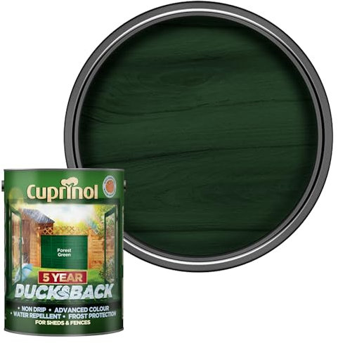 SAVING HUB Ducksback Fence Paint 5L - Garden Fence&Shed Paints - Non Drip Formula, for Rough Sawn Wood - Water Repellent Frost Protection, Sheds Fences Paint - Wooden Fences Paints (Forest Green)