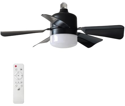 TTXSDYD Ceiling Fans with Lights and Remote Control, E27 Ceiling Lights with Fan RC Timing, 3 Speeds 3 Colors (3000-6500K) LED Ceiling Light for Bedroom,Living Room Kitchen, Living Room (Black)