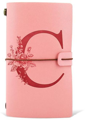 PU Leder Notizbuch Tagebuch, Nachfüllbares Tagebuch für Frauen Mädchen, Rosa Notizbücher zum Geburtstag Dankeschön Geschenk für Freund, Schule, Lehrerin, Erzieherin, Schwestern, Kollegen, Mama(C)