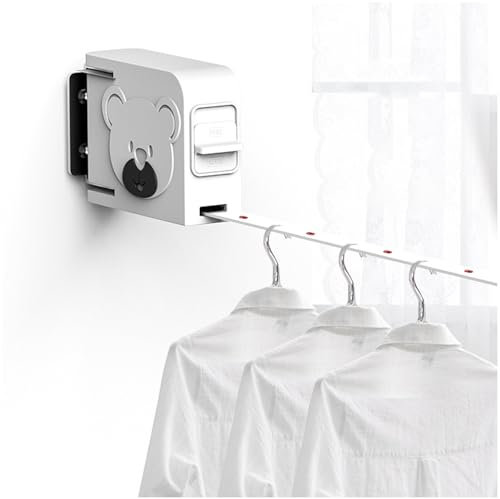 XINFAPAI Weiß, Wäscheleine Zur Wandmontage Einziehbar Strapazierfähig Ausziehbare Wäscheleine Mit Rollen Und Verstellbarem Wäscheständer Für Drinnen Und Draußen