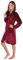 wewofashion Damen Bademantel Saunamantel mit Reißverschluss 6601 Maroon (S)