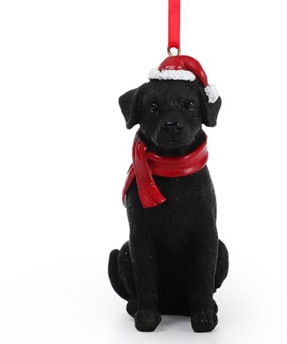Black Labrador Retriever Christmas Ornament Holiday Dog Resin Figurine Xmas Tree Decorations 4 Inch Black Lab