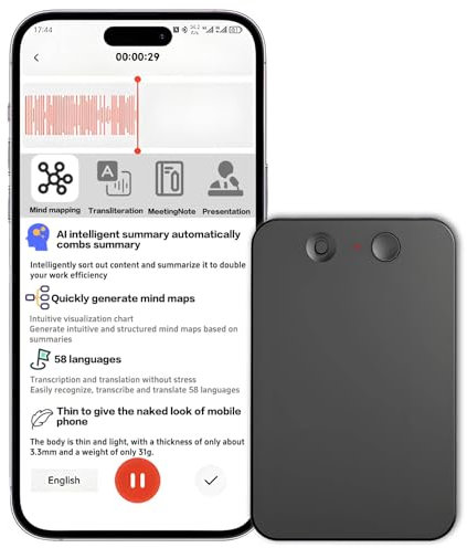 Magnetic AI Voice Recorder, Audio Recorder with Rich and Powerful Al Functions, 58 Languages, Ultra-thin body, Voice Recorder No Fee for Transcribe Summarize, Audio Recorder for Lecture, Meeting,128GB