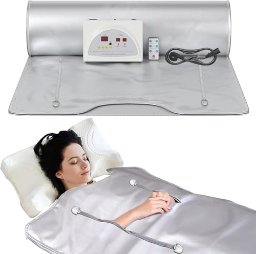 Sunowl Manta Sauna Infrarrojos, 2 Zone Far Infrared Sauna Blanket 220V, Sauna Portatil Home SPA para Modelar el Cuerpo Desintoxicación Fitness Belleza Fisioterapia