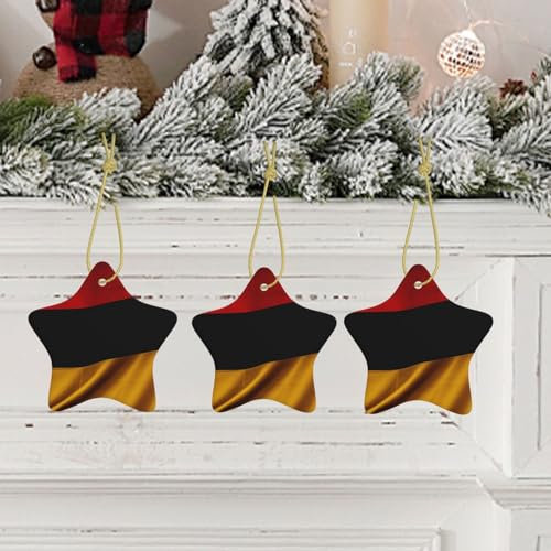 Weihnachtsschmuck Stern Keramik Ornament Weihnachtsbaum Keramik Hängende Deutschland Flagge Keramik Ornament Weihnachtsbaum Dekorationen Handwerk Anhänger für Urlaub Weihnachtsbäume