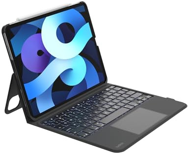 Belkin Funda para teclado diario con base, teclado Bluetooth retroiluminado, controles multigestos, compatibilidad de almacenamiento magnético de Apple Pencil y teclas multimedia para iPad Air de 11.9